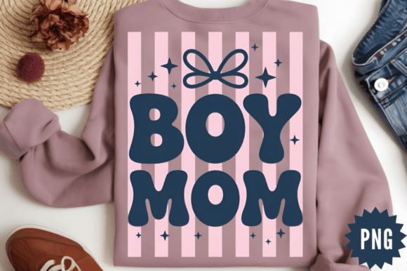 Boy Mom Retro Striped PNG Design Review