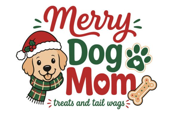 Merry Dog Mom SVG PNG: A Festive Embroidery Design