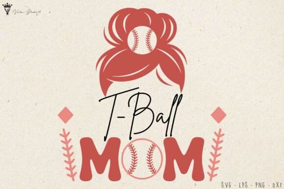Stylish Messy Bun T Ball Mom SVG for Embroidery